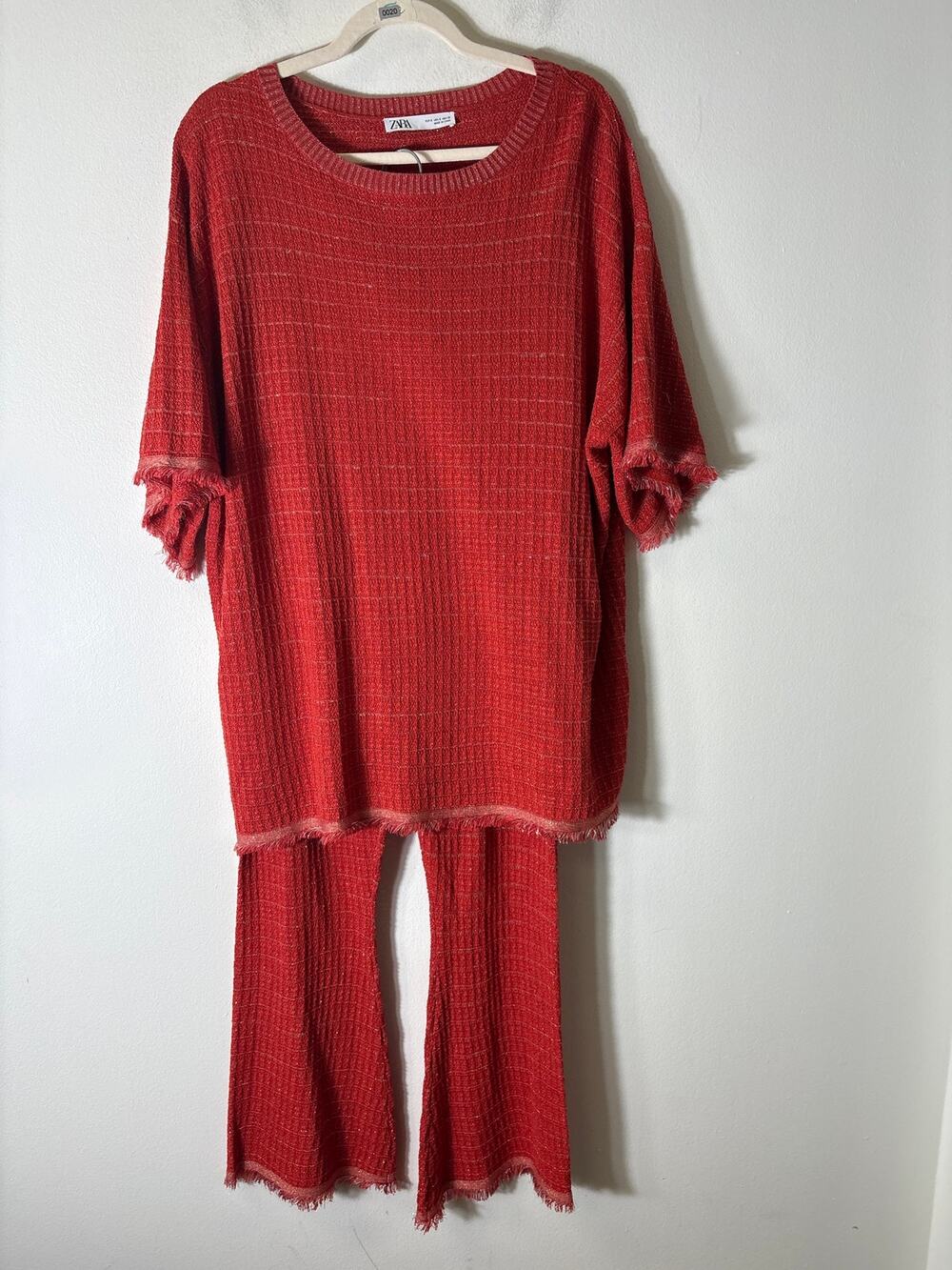Zara Orange and Gold Thread Sweater Set Sz S